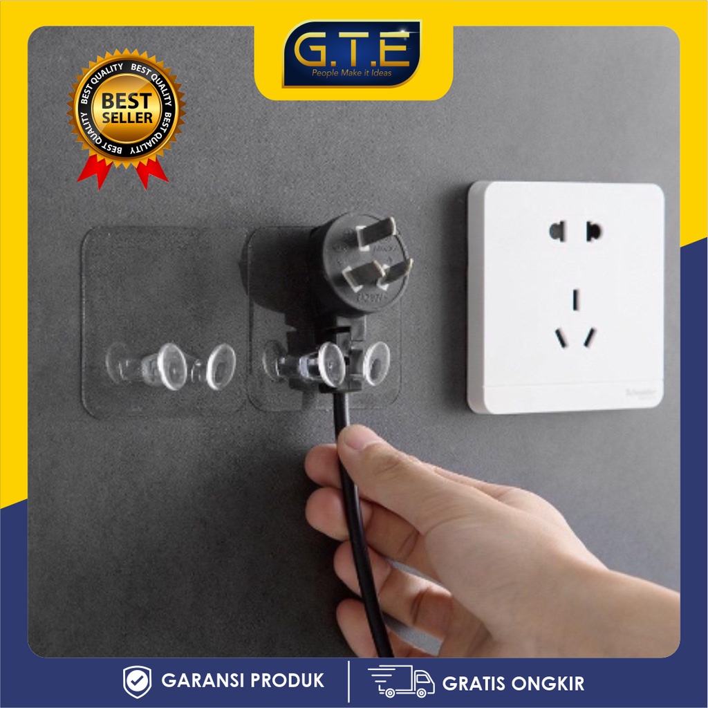 Gantungan Colokan Kepala Steker Listrik / Transparan Power Plug Hook / Hook Steker Gantungan Colokan