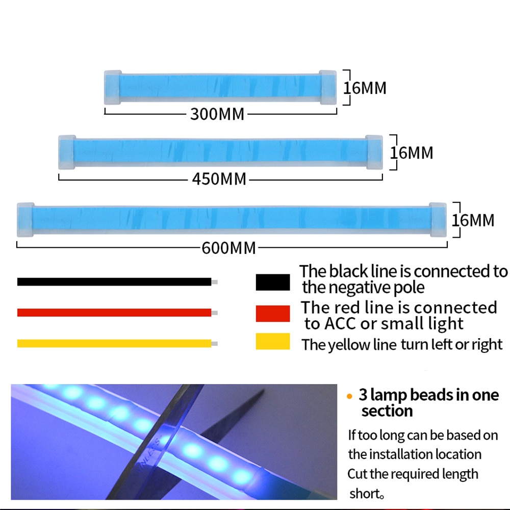 Lampu LED DRL Alis  45CM  Tempel Flexible  45 CM  Mobil Motor Sein Running