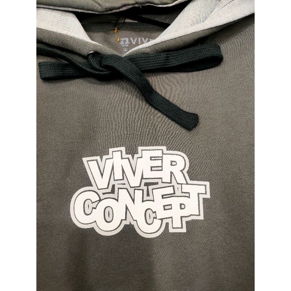 Hoodie Pria Wanita Distro Premium Original VIVER CONCEPT Warna Abu tua Paralon Ukuran L Xl