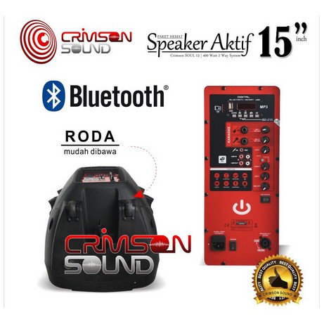 PAKET KOMPLIT SPEAKER AKTIF CRIMSON 15 inch BLUETOOTH Type SOUL 15