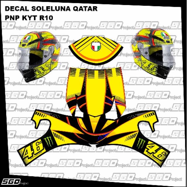 Stiker Decal Helm Soleluna Qatar KYT R10 PNP