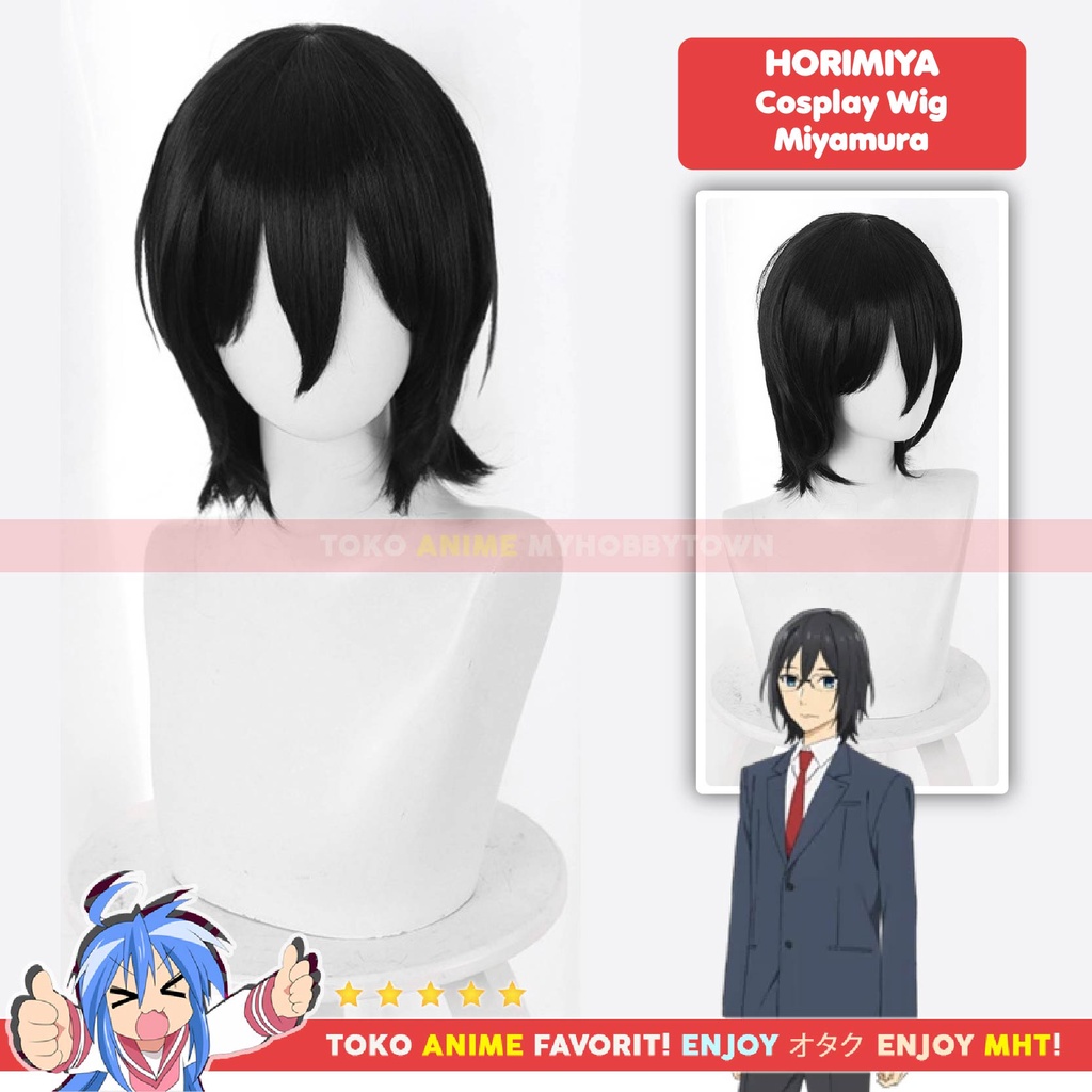 Wig Cosplay Anime Horimiya : Miyamura Izumi Black Hitam - Hori-san to Miyamura-kun - Rambut Palsu