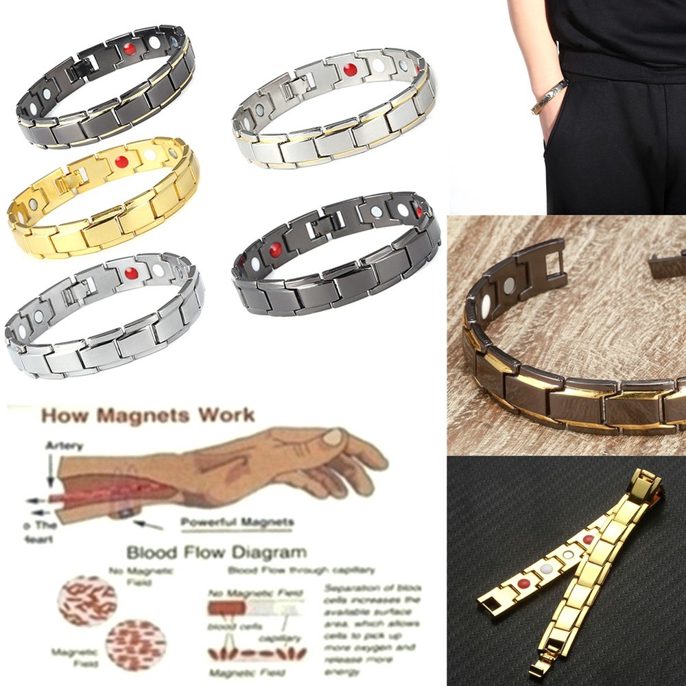Gelang Terapi Magnet 5 Warna Aksesoris Fashion Pria Wanita  Kesehatan Jewelry Titanium Steel Bracelet Bangle