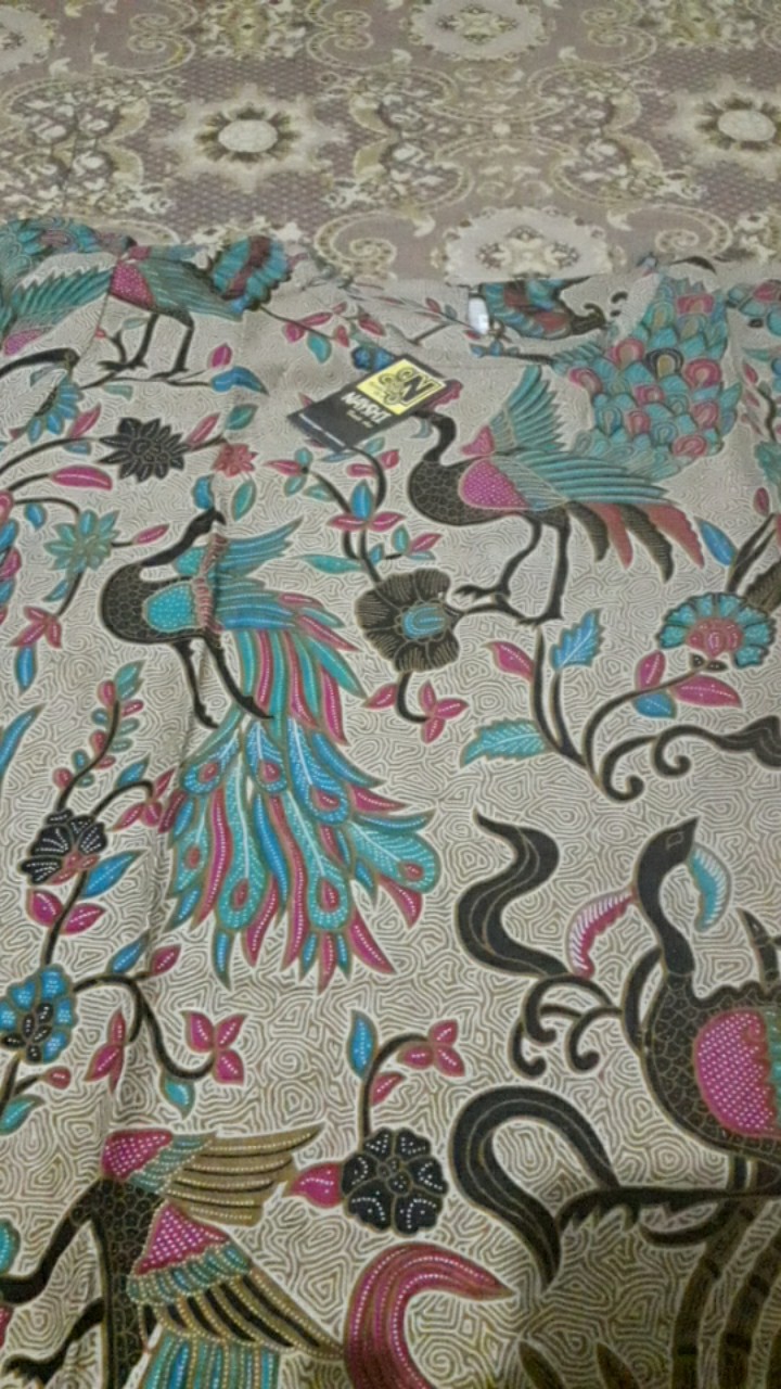 Mall Grosir Blouse Batik Wanita Atasan Peplum Terompet Lonceng Sogan Kembang Langit Diskon Murah