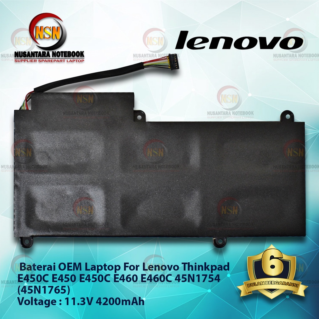 Baterai OEM Laptop For Lenovo Thinkpad E450C 45N1765 11.3V 4200mAh