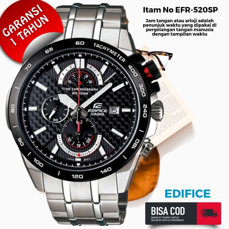 COD Jam Tangan Pria Merk Casio Edifice Type EFR-520SP Baterai