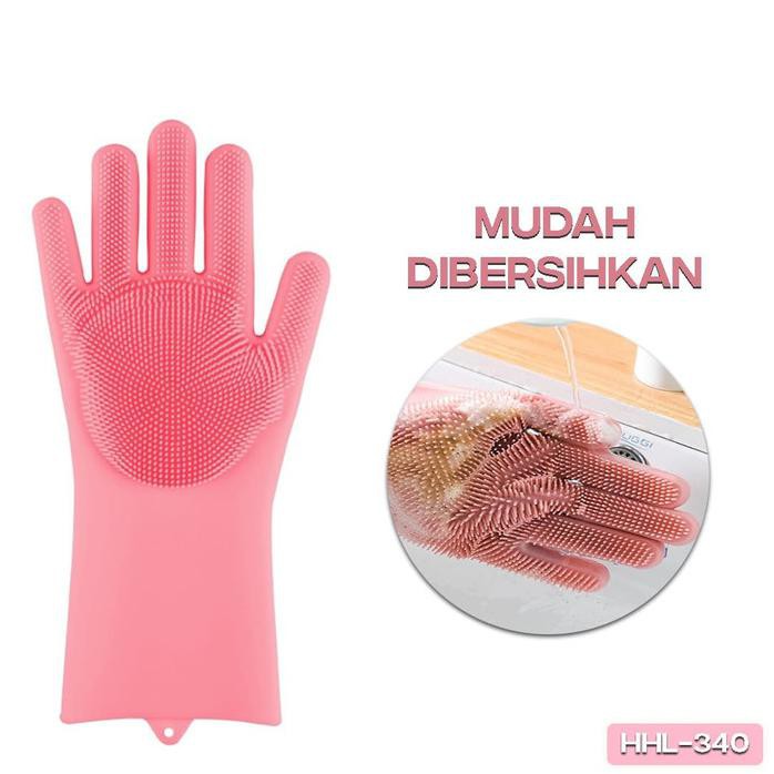 SILICONE GLOVE sepasang sarung tangan cuci sikat pembersih HHL-340 hemat