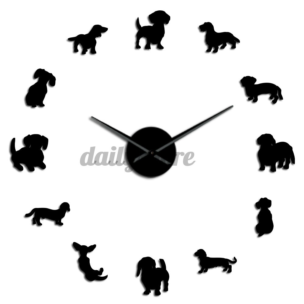 Jam Dinding Tanpa Bingkai Desain Anjing Dachshund Dengan Efek Cermin Shopee Indonesia