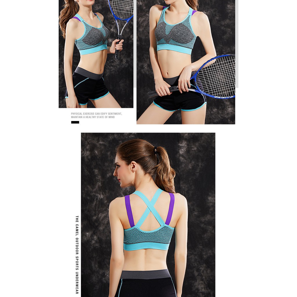 Bra Wanita Yoga Fitness Stretch Sports Bra Seamless Balapan bra B060