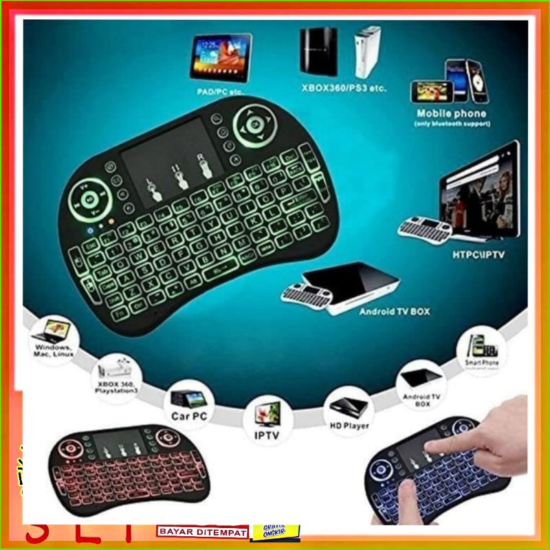 Keyboard Air dan Mouse model i8 Mini Keypad Wireless Touchpad multi fungsi praktis android box dll