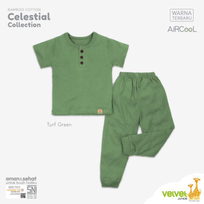 VELVET JUNIOR BAMBBO CELLESTIAL COLLECTION CPR, SETELAN VELVET CPR POLOS