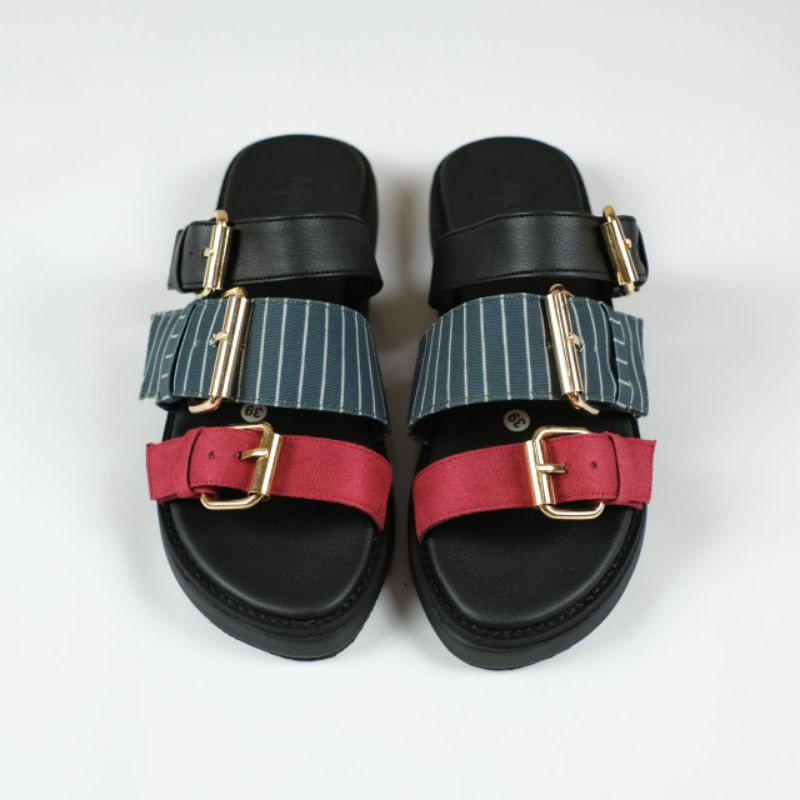 Sandal wanita / Sandal slip on wanita / Sandal Summer / MODNYY Kalea redblack