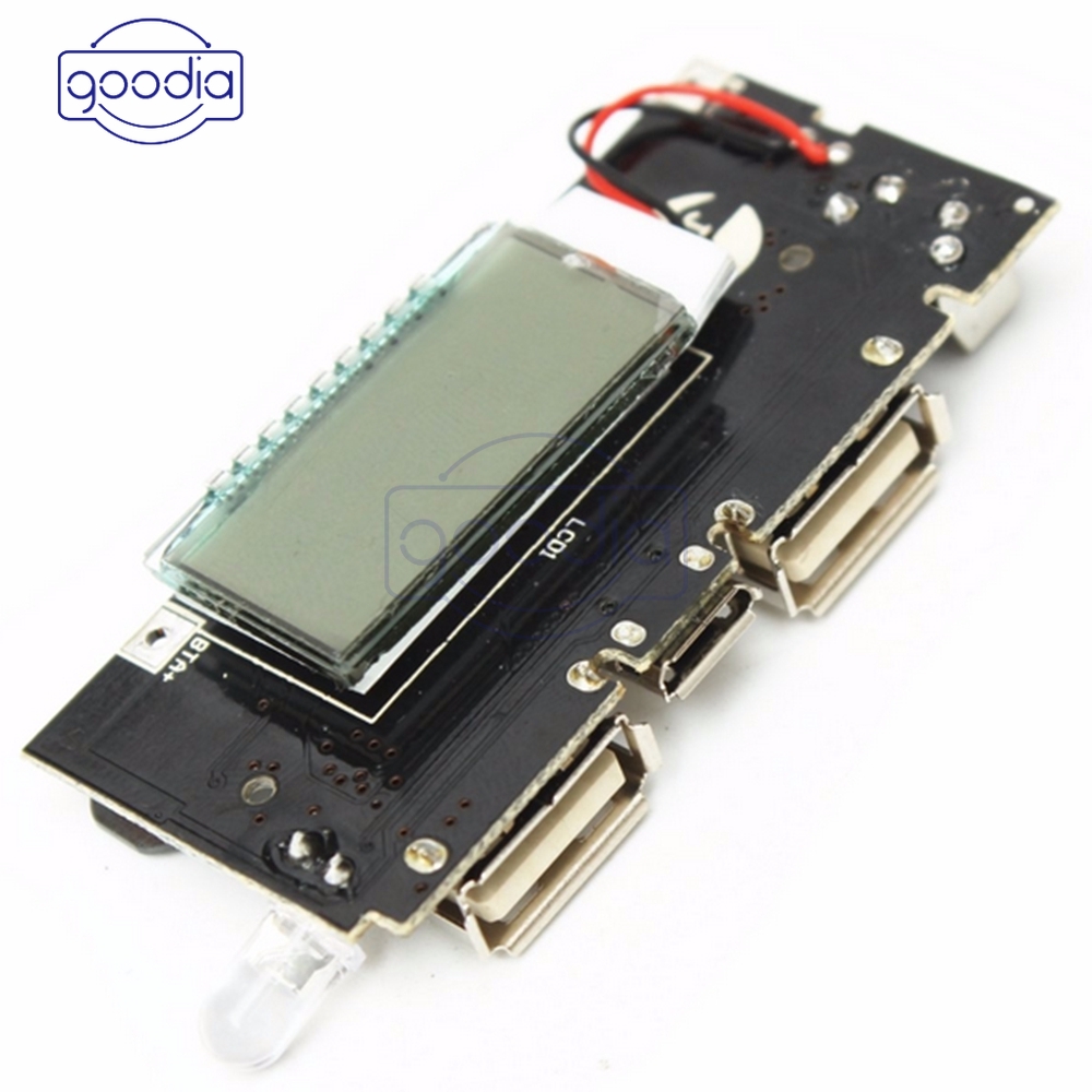 Power Bank Charger Baterai 18650 Dual Usb 5v 1a 2.1a Pcb Lcd Display Diy