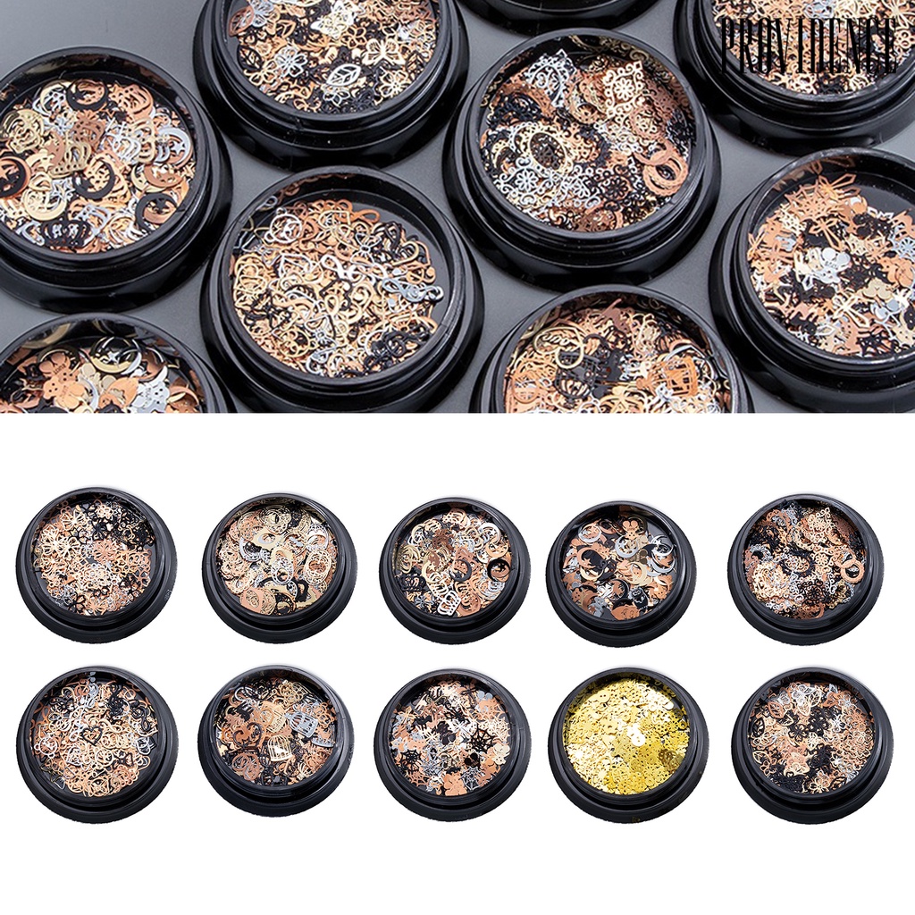 Providence 120Pcs/Box Halloween Style Nail Flake Hollow Design Metal Manicure Metal Decals Sequins Metallic Art Decoration for Female