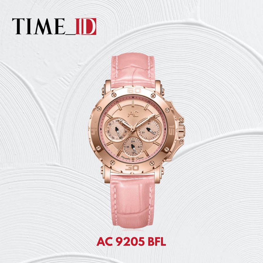 Jam Tangan Alexandre Christie AC 9205 BFL LEATHER ROSEGOLD PINK Wanita