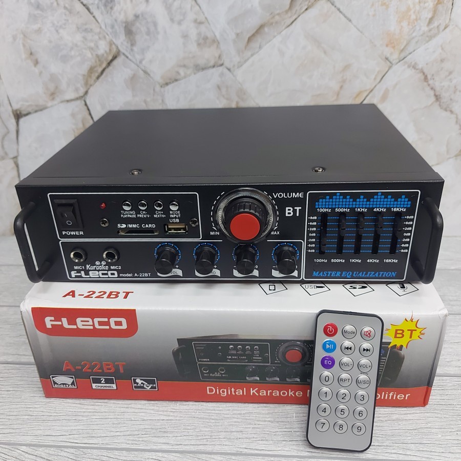 Fleco Power Amplifier Bluetooth A-22BT Stereo Karaoke