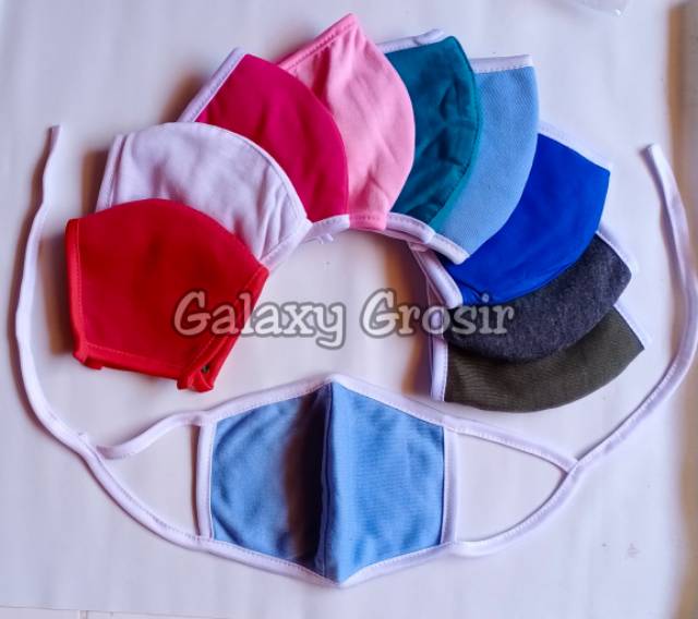 Masker kain polos [Harga Grosir] model moncong seperti scuba earloop + headloop bahan katun tebal