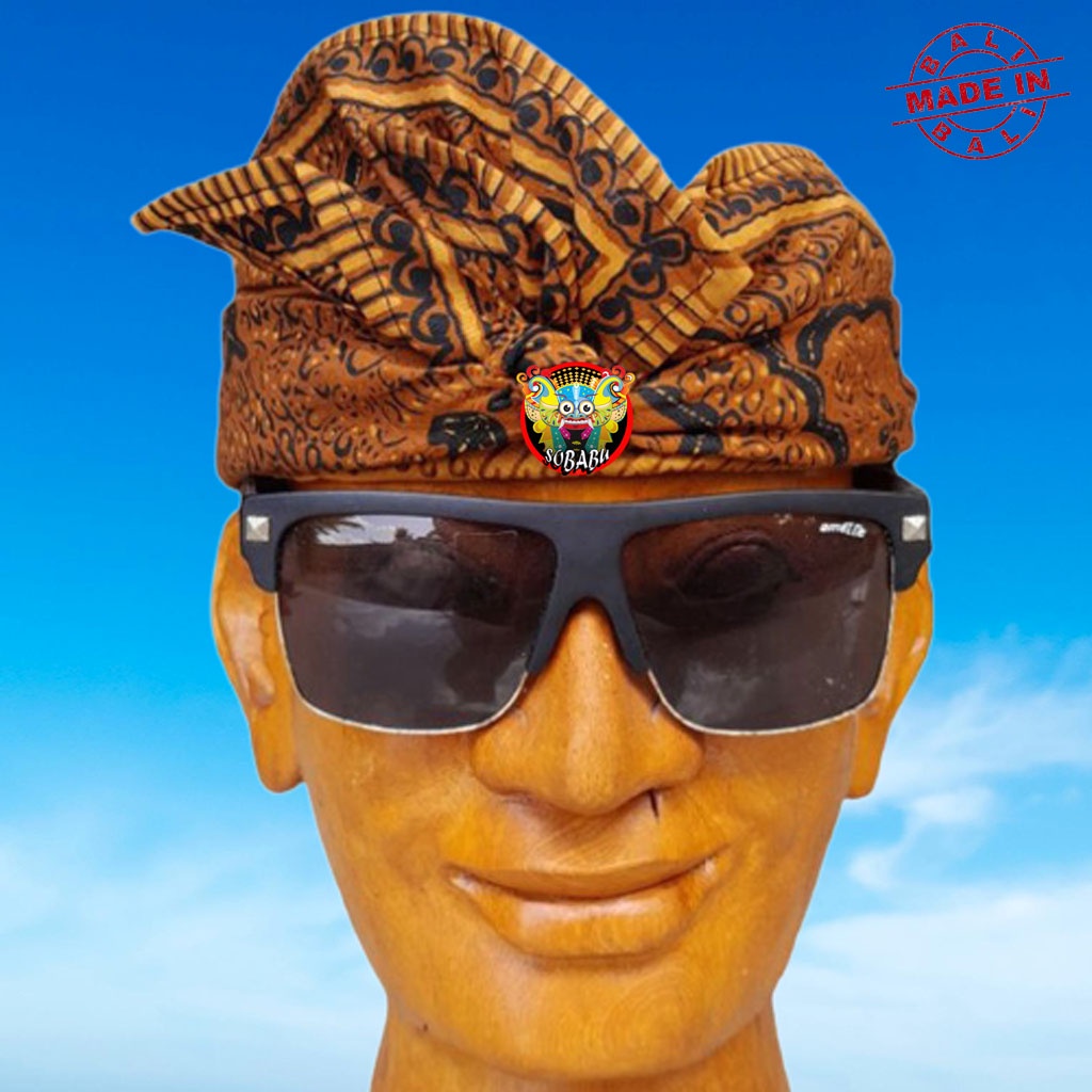 Udeng Batik Bali Setengah Jadi Lasem Coklat - Ikat Kepala Pria Khas Bali Batik - Belangkon Bali