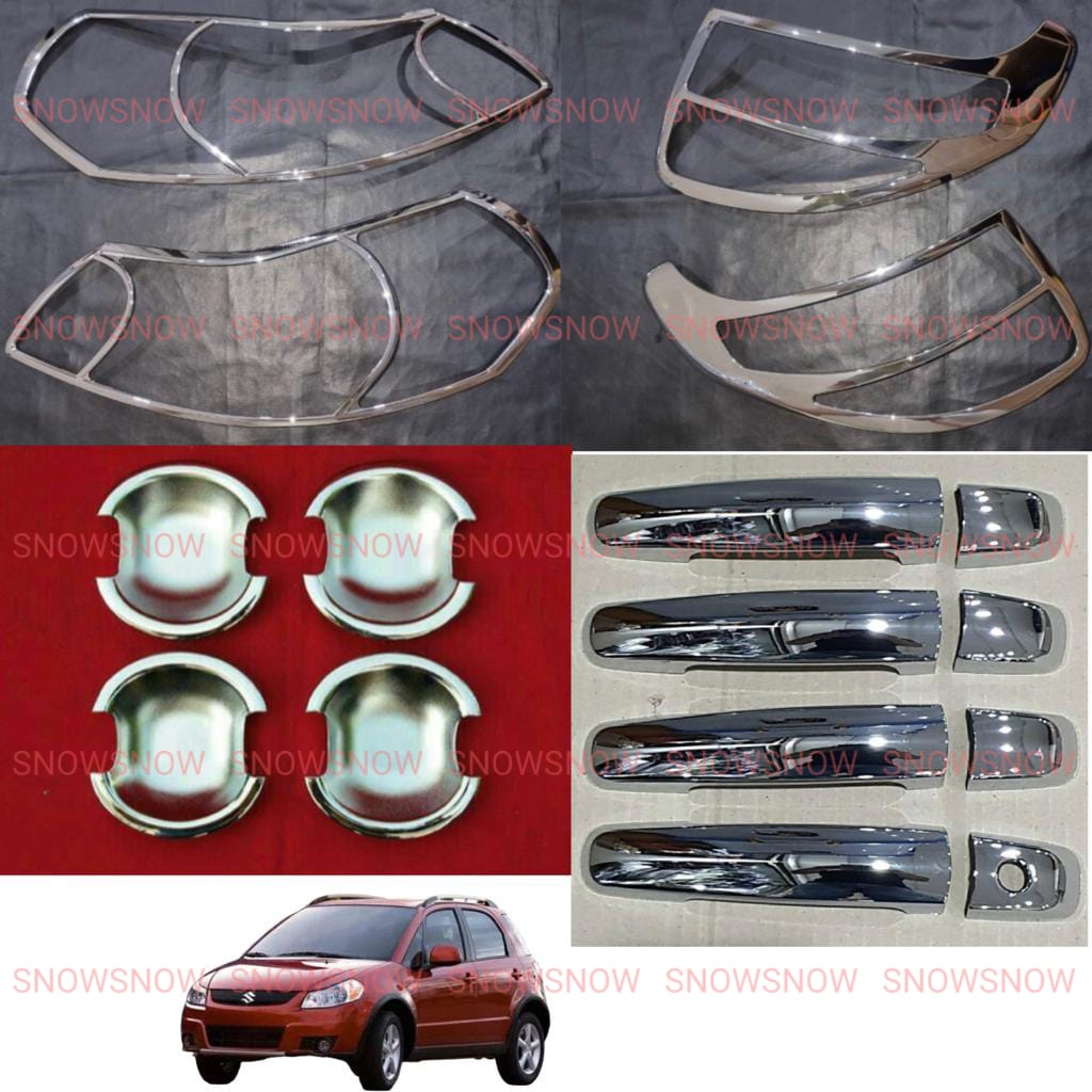 Paket Garnish Lampu Depan Belakang Outer Handle Cover Suzuki SX4 Chrome