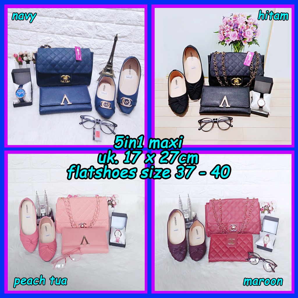 TAS PAKET 5IN1 MAXI FLATSHOES Paketan Seserahan Murah