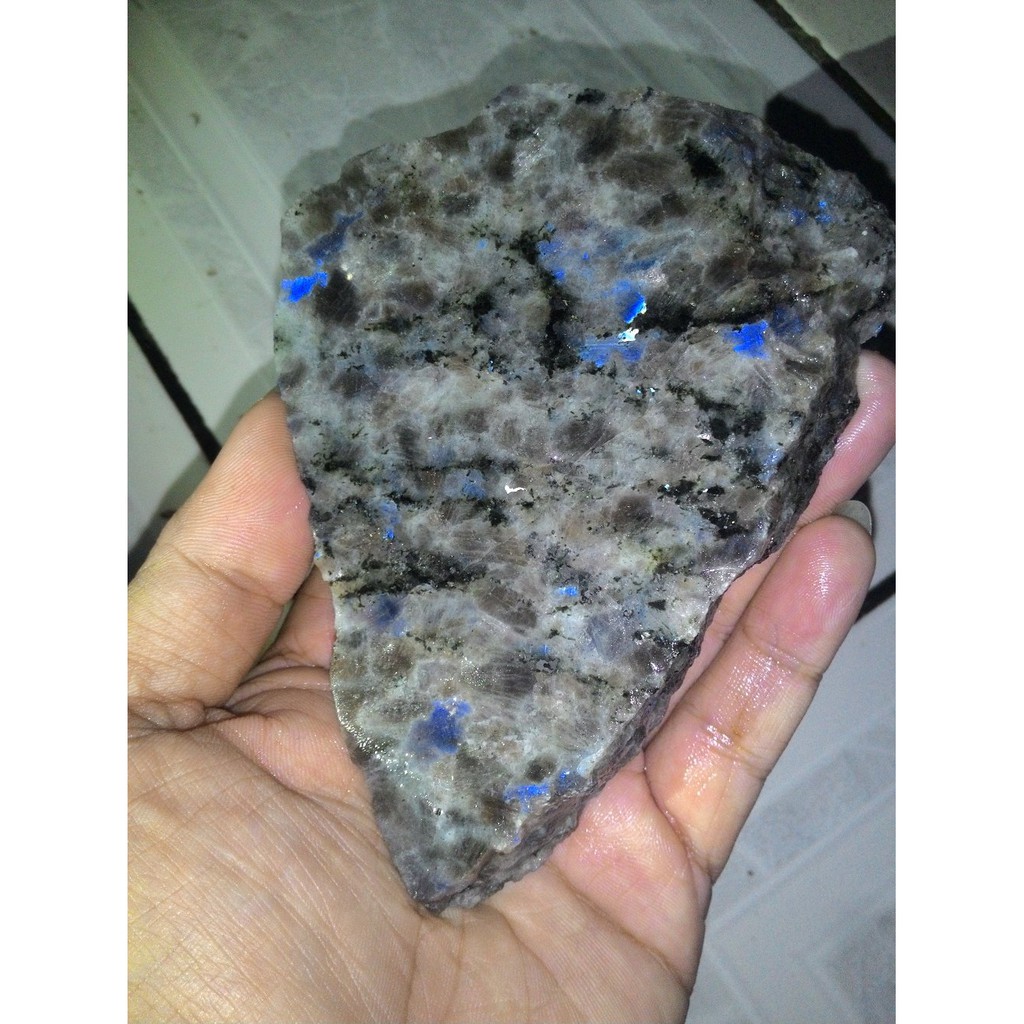 NATURAL BAHAN - ROUGH BATU AKIK LABRADOR DALMATION KILAU BINTIK BIRU MANTAP