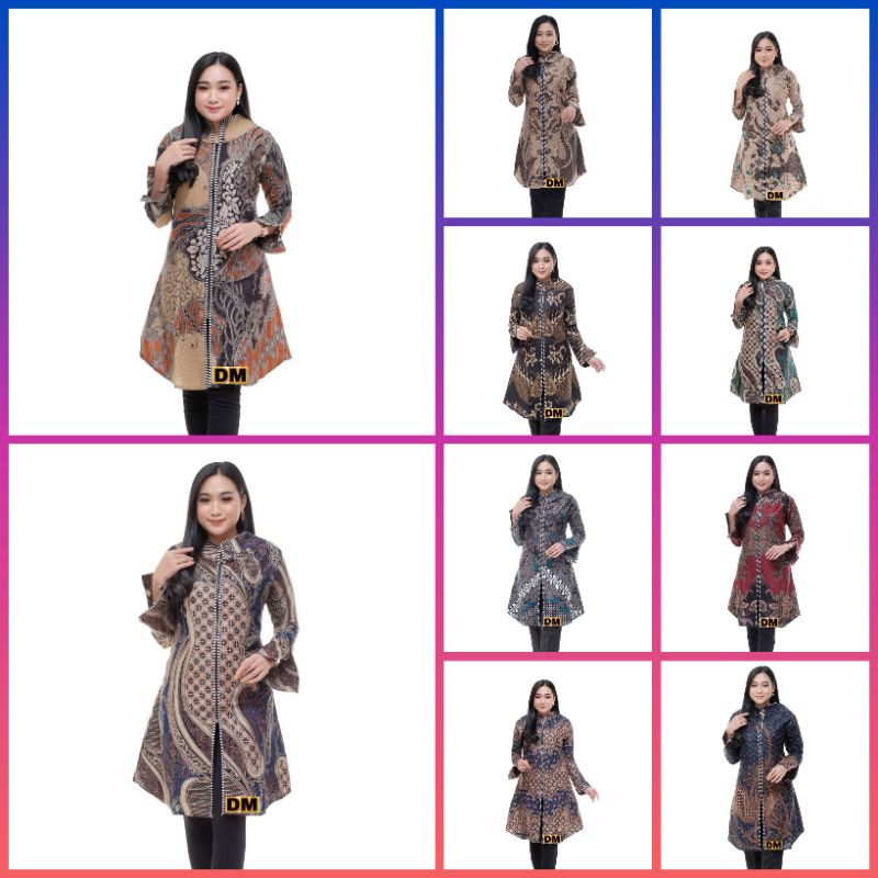 Tunik Zipper Batik Lengan Panjang Wanita||Tunik Zipper Batik Wanita Muslimah Lengan Panjang||Tunik B