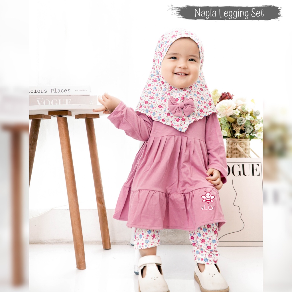 Setelan Muslim Anak Nayla 1-6 Tahun / Baju Muslim Anak Perempuan / Gamis Anak Rayon