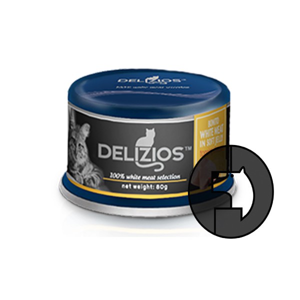 

delizios 80 gr cat bonito white meat in soft jelly topping cheese