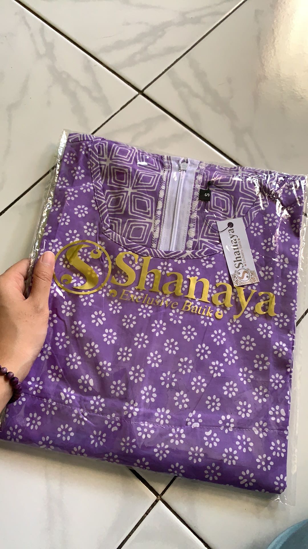 Shanaya Batik Tunik Mauza Garutan Lilac Batik Cantik Kekinian Modern Untuk Kerja Batik Resmi