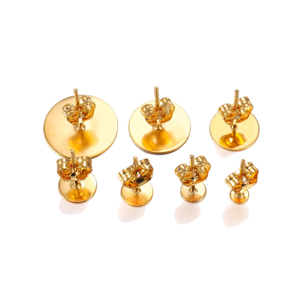 20pcs/lot Gold Stainless Steel Blank Post Earring Studs Base Pins With Earring Plug Findings Ear Back For DIY Jewelry Making