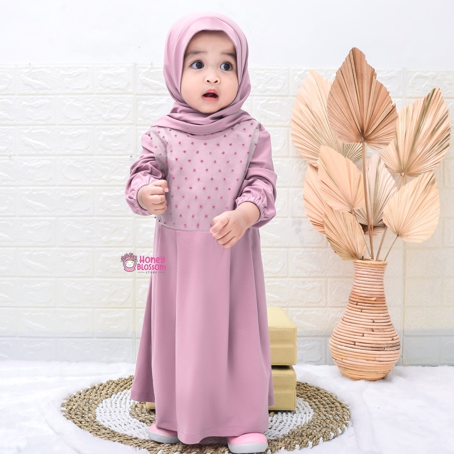 HONEYBLOSSOM gamsi bayi perempuan kombinasi tile organza / gamis bayi perempuan 6 12 bulan alesha