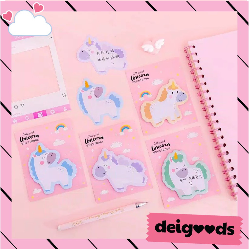 

DEIGOODS❤ STICKY NOTE UNICORN / KERTAS MEMO MINI UNICORN / MEMO KUDA PONY / POST IT LUCU