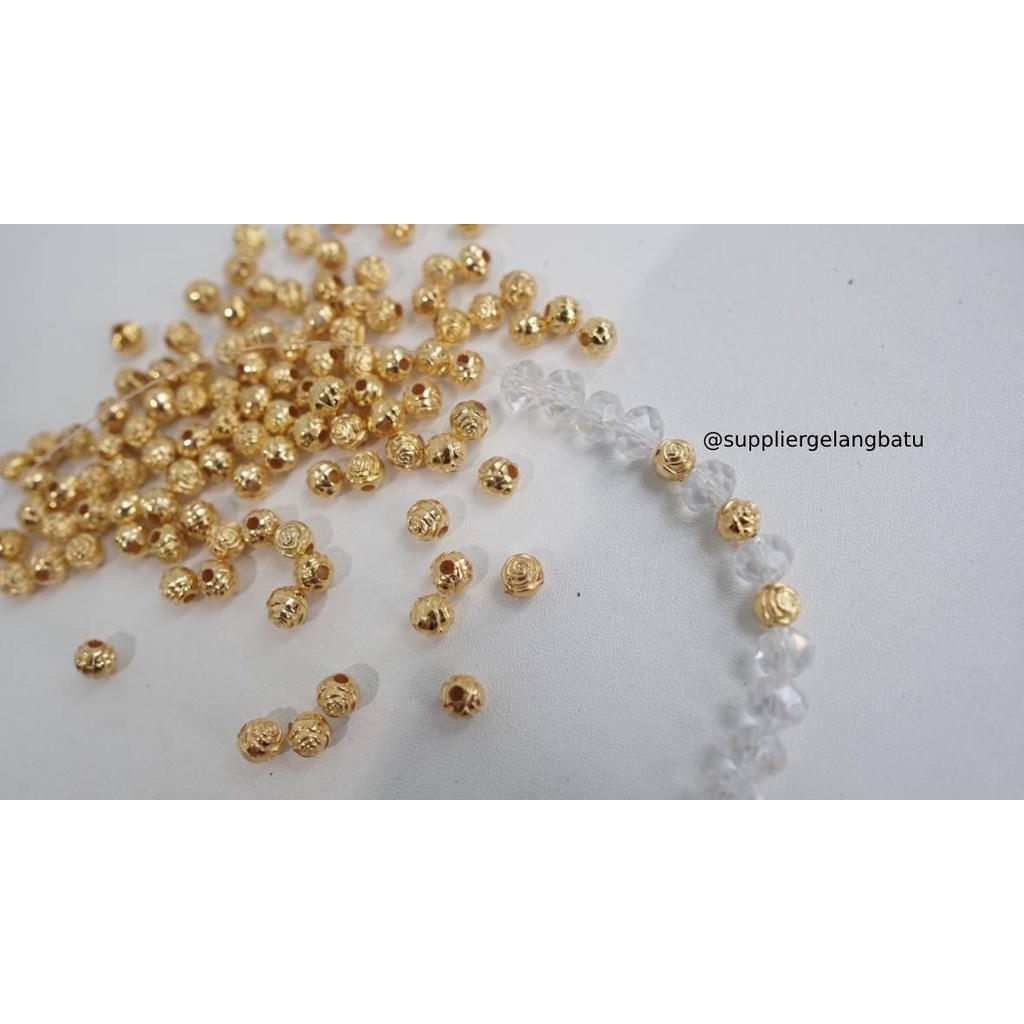 Aksesoris spacer BUNGA BULAT 6mm GOLD pembatas aksesoris gelang kalung