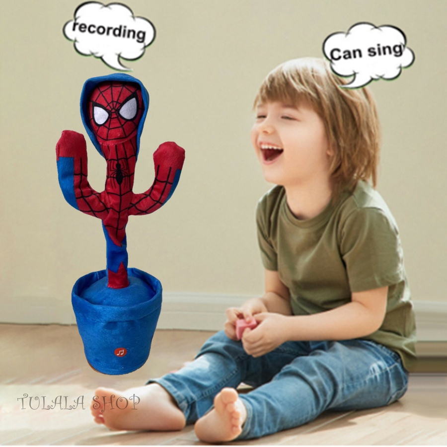 Boneka Kaktus Goyang Charger USB Kaktus Toys Bergoyang dan Bicara Bisa Rekam Suara Ready Karakter Spiderman &amp; Captain Amerika P27