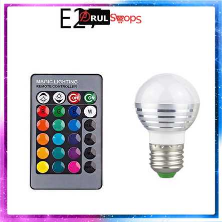 TaffLED Lampu Bohlam LED RGB 3W 16 Colors E27 + Remote Control - 2835