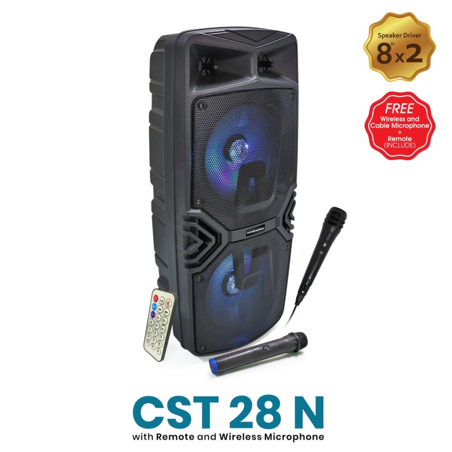 SPEAKER KARAOKE BLUETOOTH SIMBADDA CST 28N BONUS 2 MIC (WIRELESS AND CABLE) + TWS