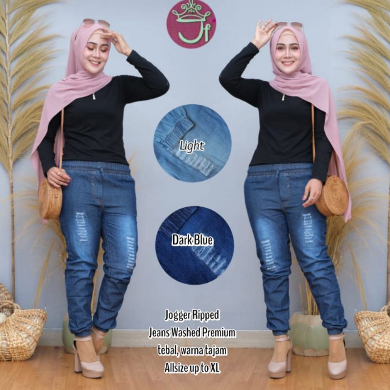 Jogger sobek jeans premium XL //JF5454