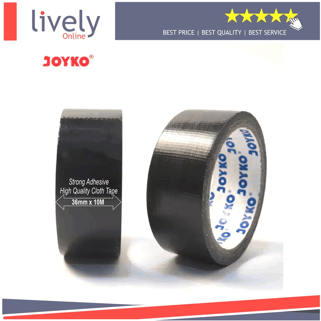 Lakban Jilid Cloth Tape Lakban Kain Joyko 36 mm x 10 meter Warna Hitam