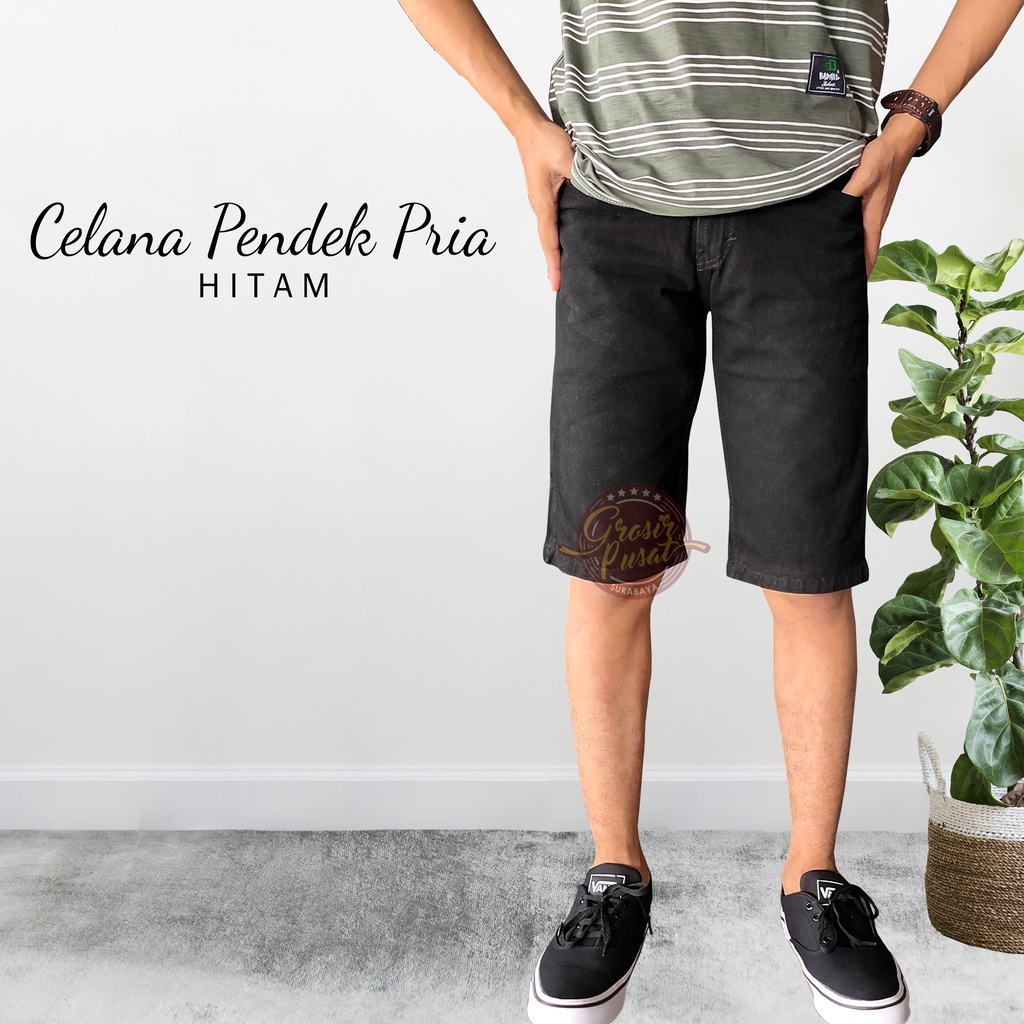 Celana Pendek Jeans Pensil Premium Pria Ukuran 27 - 38