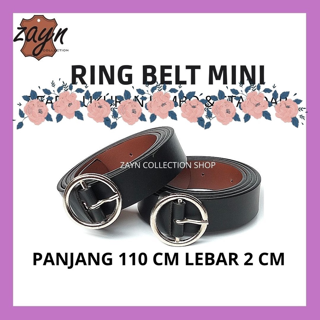 Ikat Pinggang Wanita Ring Belt Korea Fashion Bulat Polos Bahan Tebal Sabuk Boyfriend Hitam Cokelat