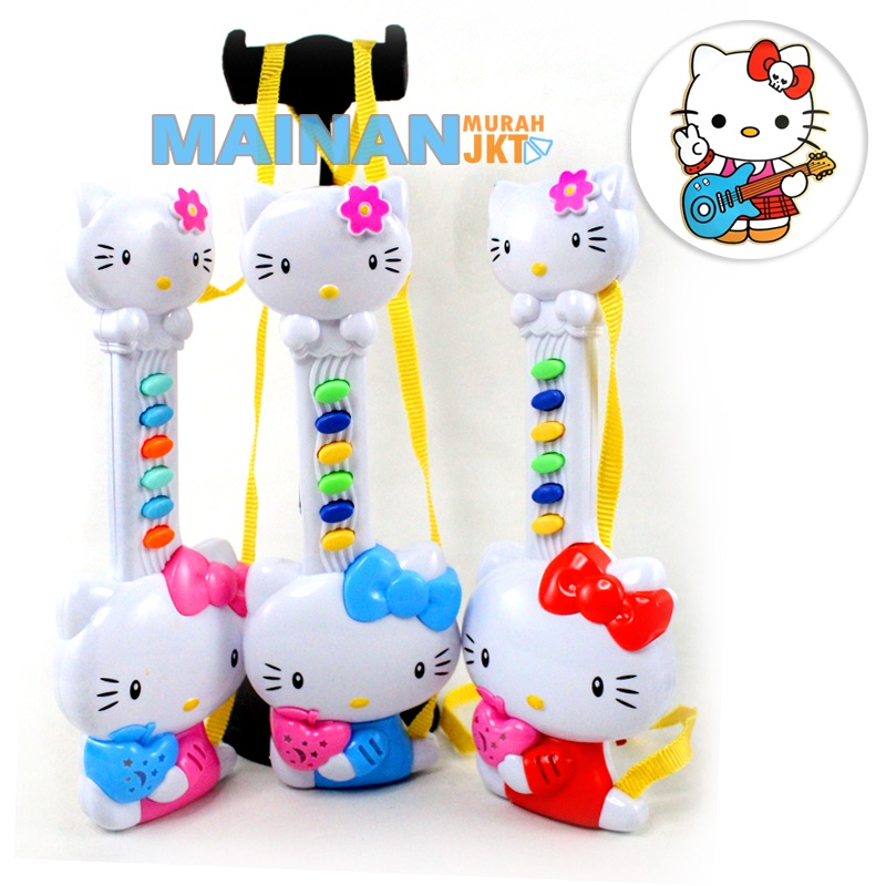 MAINANKEI MAINAN ANAK MURAH GITAR HELLO KITTY EN71-5 MAINAN ALAT MUSIK PIANO GITAR ANAK ANAK