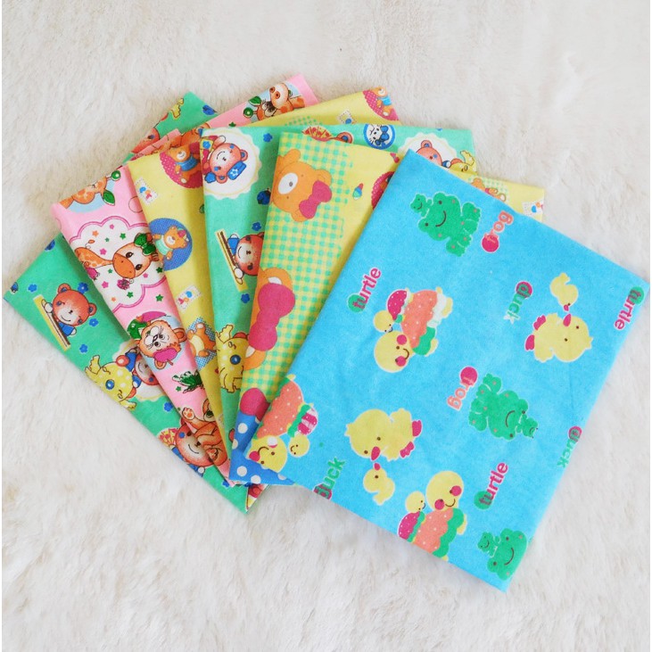 6 Pcs  Kain Bedongan Bayi Flanel Selimut Bayi - Medium dan Besar 110 /  90