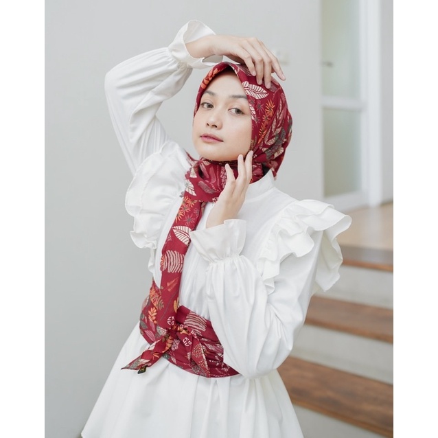 Koyu Hijab Segiempat kode New Leaf Square (autum series)