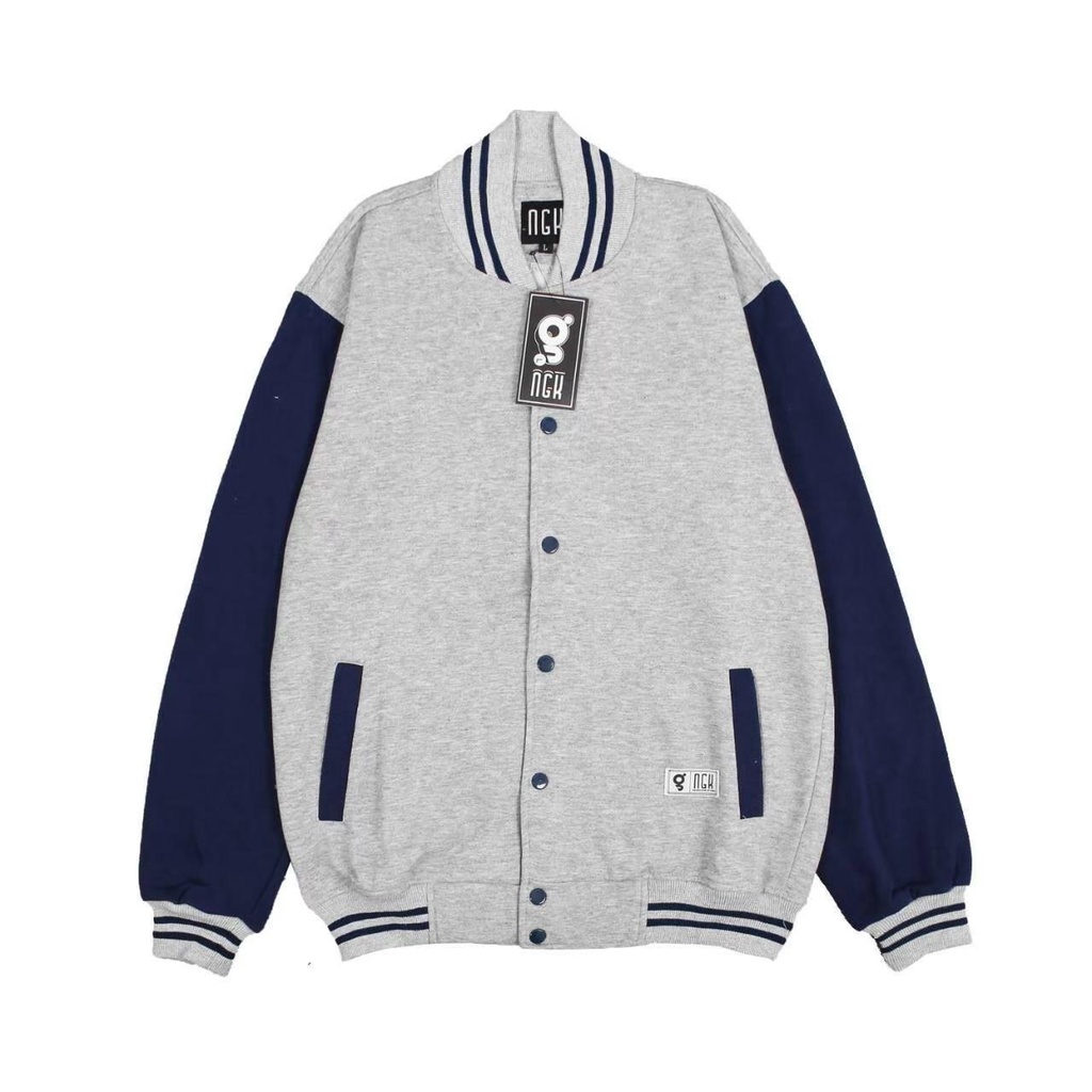 VARSITY JACKET- JAKET VARSITY ABU-ABU MOTIF SIMPLE - JAKET BASEBALL - UNISEX - VARSITY POLOS - UNISEX