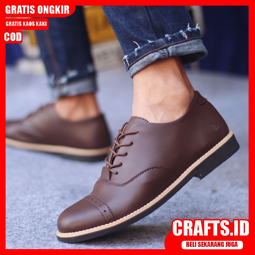 CRAFTS X ROHAN Sepatu Formal Pria Kulit Syntetic Sepatu Casual Pria Pantofel Kerja Cowok