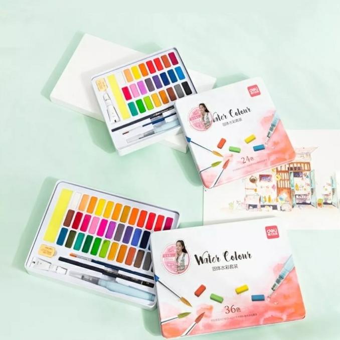 

BAYAR DITEMPAT Deli Solid Watercolor set 24/36 color/CAT AKRILIK SET/CAT AKRILIK SET 24 WARNA/CAT AKRILIK PASTEL/CAT AIR/CAT AIR LUKIS SET/CAT AIR GIOTTO/KUAS LUKIS 1 SET/KUAS LUKIS KECIL/KUAS LUKIS LENGKAP/KANVAS LUKIS/KANVAS LUKIS SKETSA/KANVAS LUKIS
