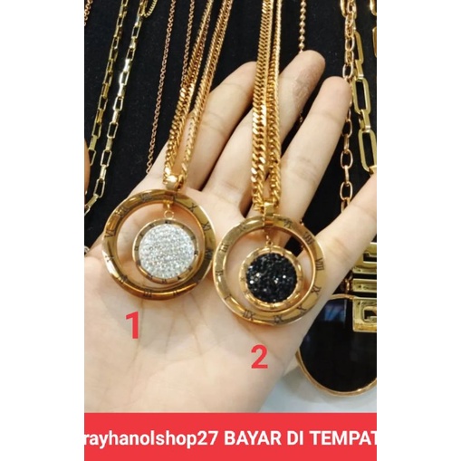 TERBARU PERHIASAN WANITA TITANIUM KALUNG LIONTIN MOTIF TERBARU ANTI KARAT PANJANG KALUNG 60-70cm