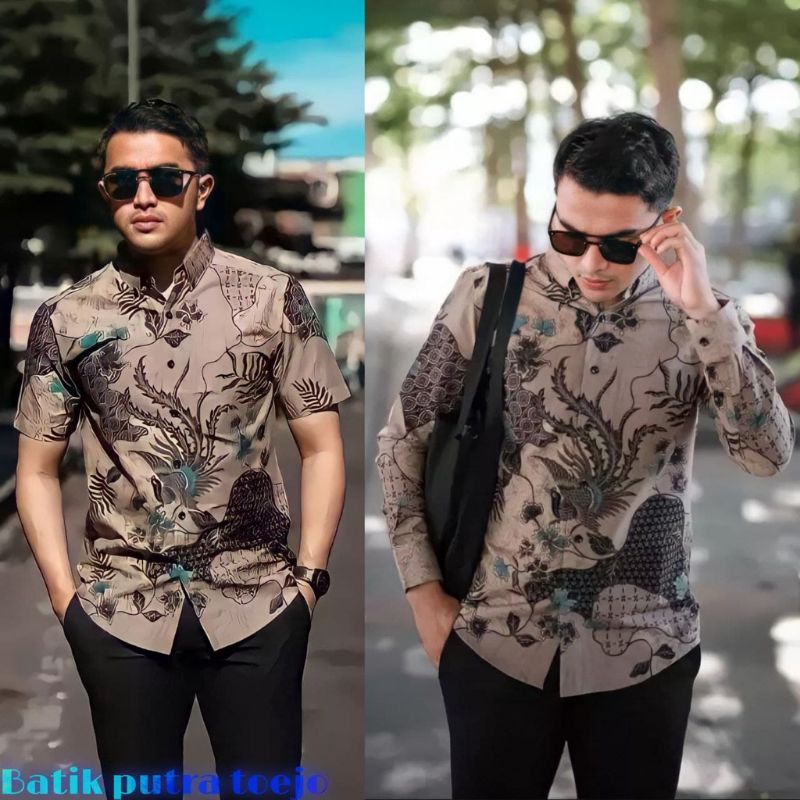 KEMEJA BATIK PRIA LENGAN PANJANG SLIM FIT SIZE M L XL XXL  BSWART BatiK HRB026 Kenongo Hem