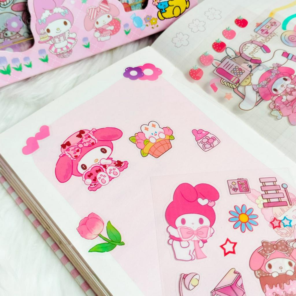 Sticker BOX SANRIO isi 100 lembar Set Daily Manual Cute Pattern Decorative Tape Sticker Gift Box