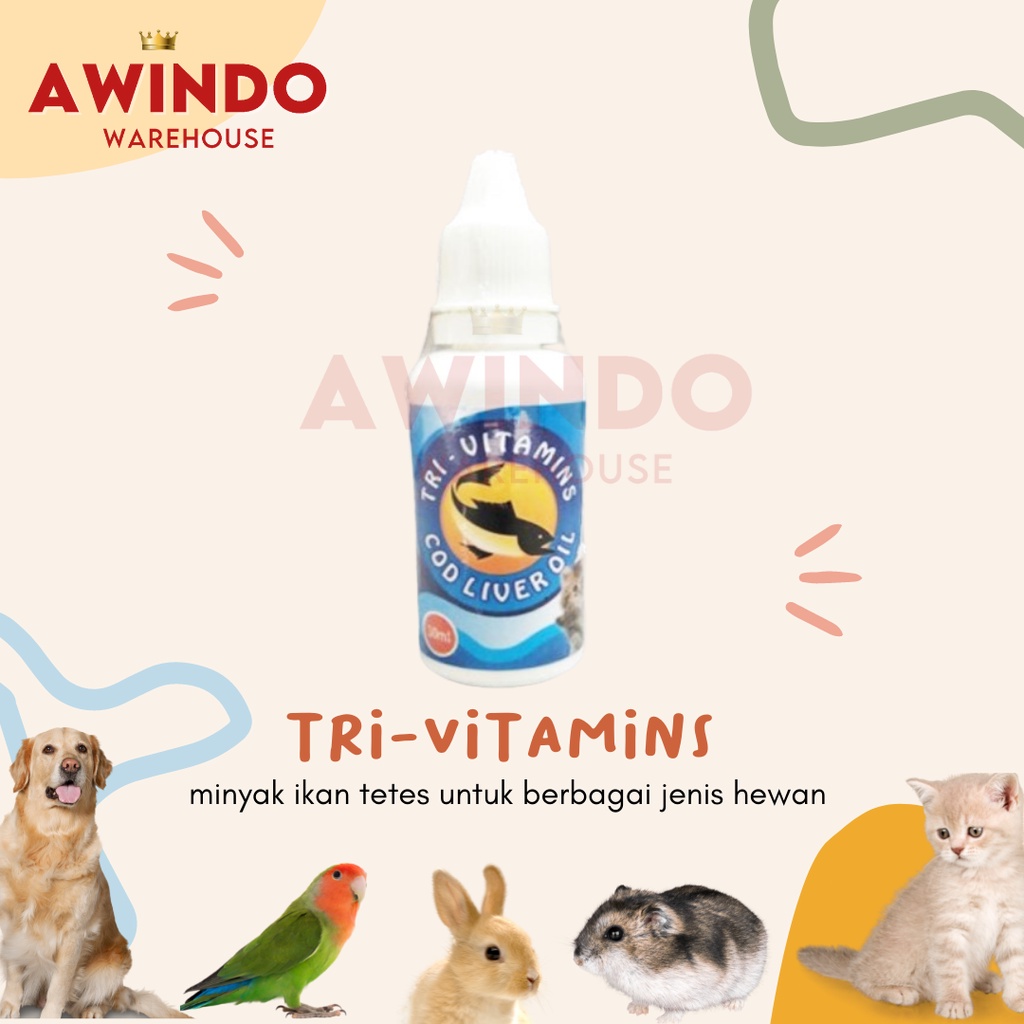 TRI VITAMIN - Vitamin Minyak Ikan Bulu Nafsu Makan Kucing Anjing Hamster Burung Kelinci Fish Oil